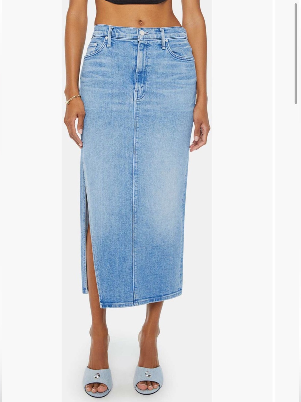 Mother Denim Skirt with Stretch and Side Slit